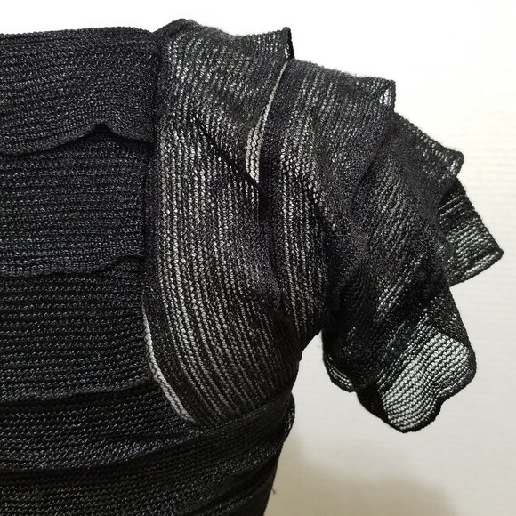 Sophie Max top XS tiered ruffle lined knit short sleeve 1B10G73 stretch - Picture 9 of 11